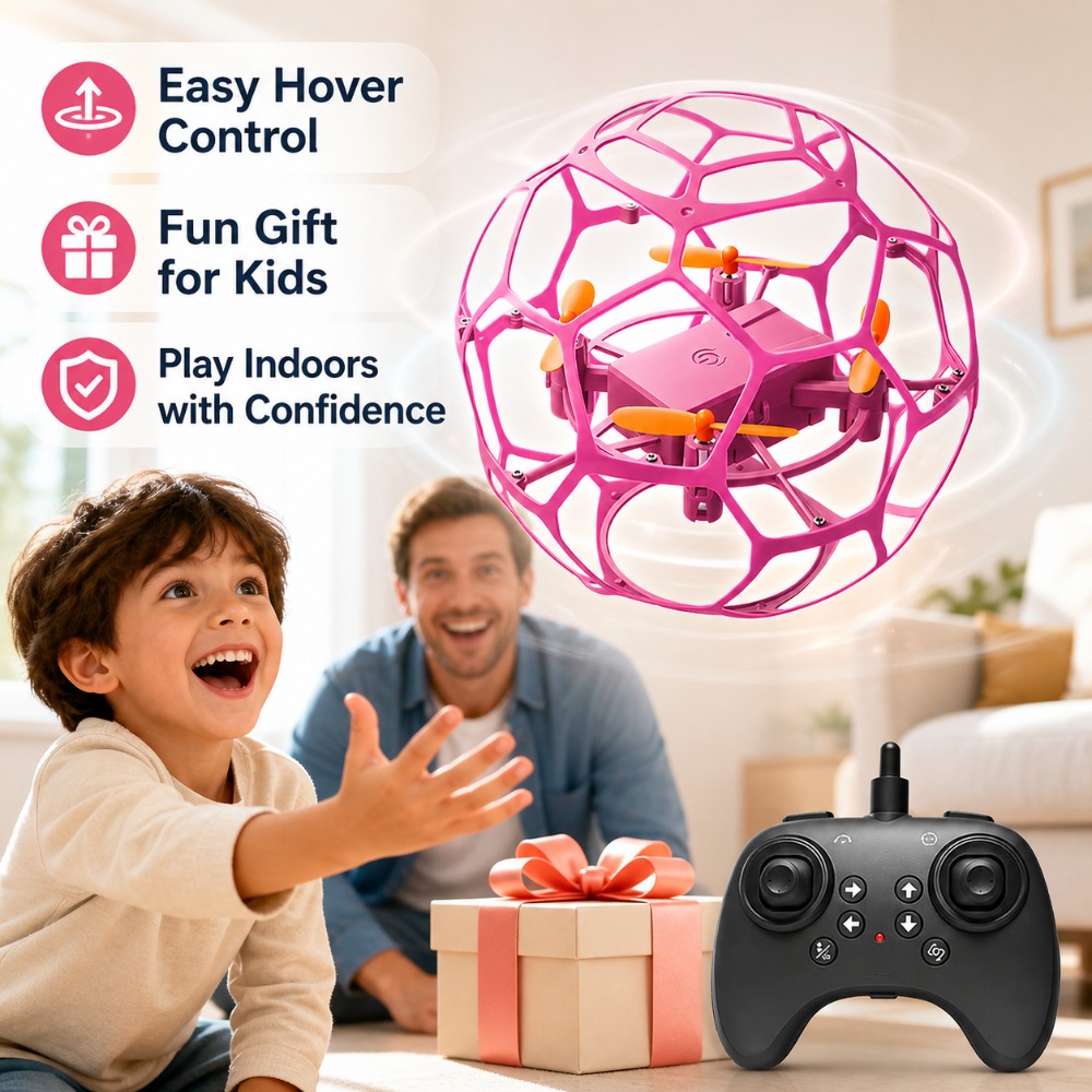 Outdoor Lighting Box - Fußballförmiger RC-Drohnen-Quadcopter mit LED-Lichtern für Kinder