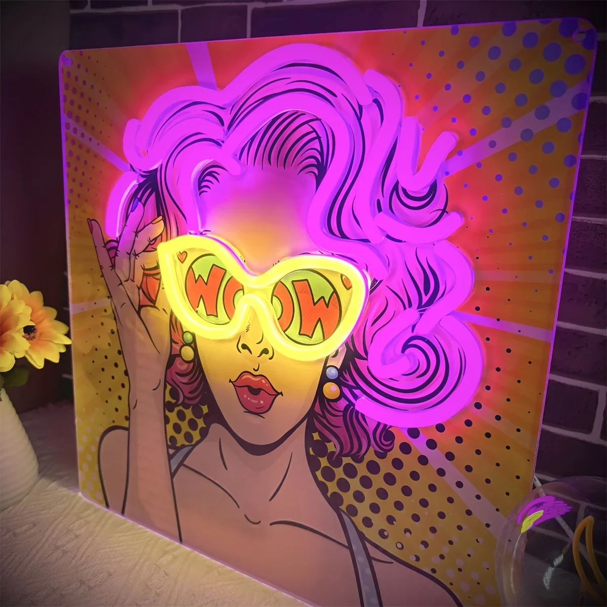 Outdoor Lighting Decor Wow - Wow Lady Pop Art LED-Neonschild, USB,