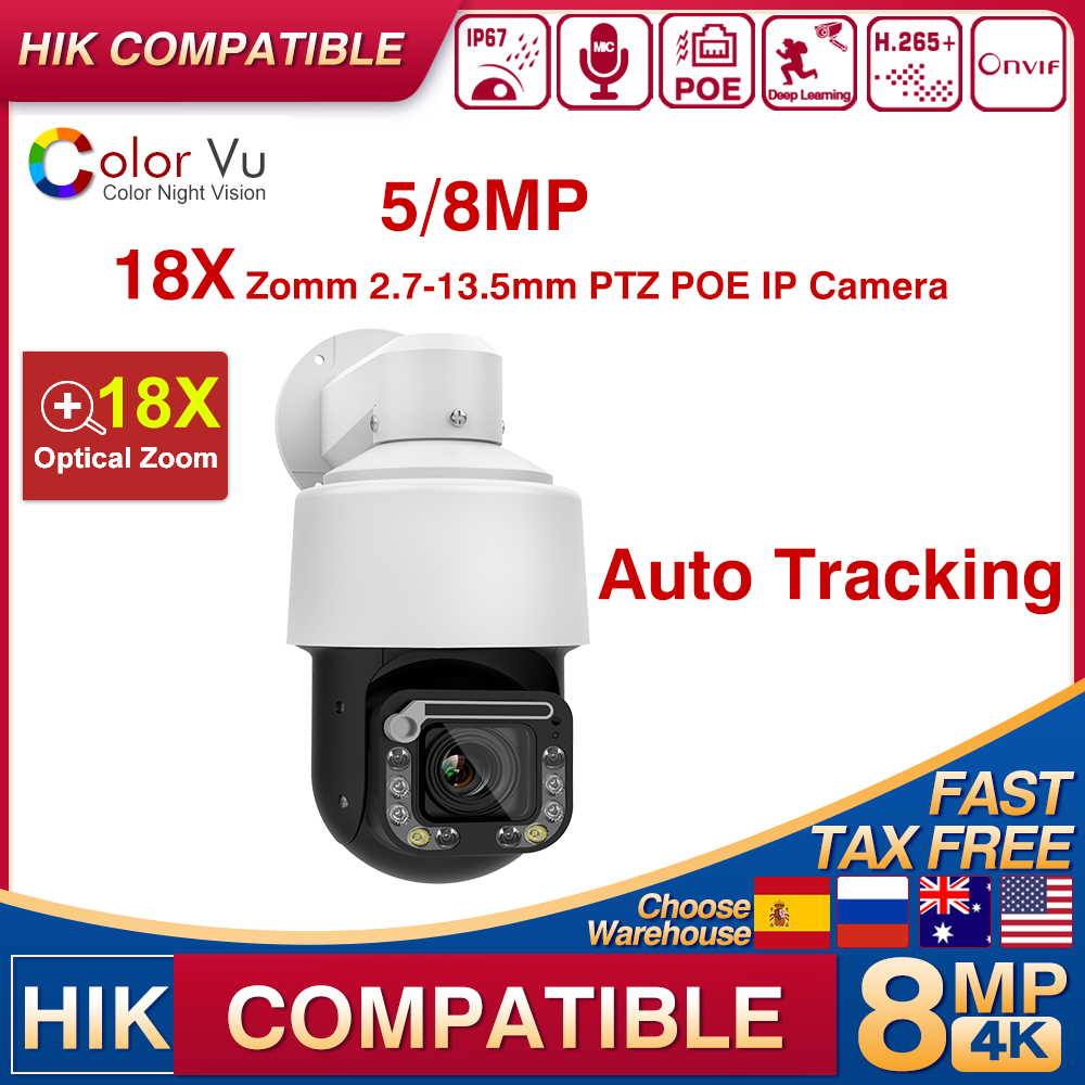Outdoor Lighting Mains Powered - Hikvision-kompatible 4K 8MP POE PTZ 18-fach