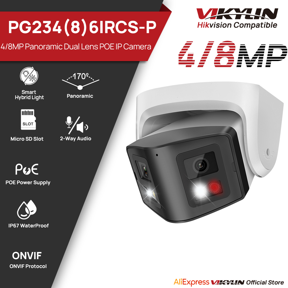 Outdoor Lighting Mains Powered - Vikylin 4/8MP Panorama-Smart-Dual-Light-IP-Kamera, Zwei-Wege-Gespräch, CCTV, POE,