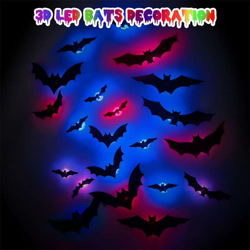 Outdoor Lighting Halloween - Halloween 3D Stereo LED-Blitzlicht Fledermaus-Wandaufkleber Selbstklebende