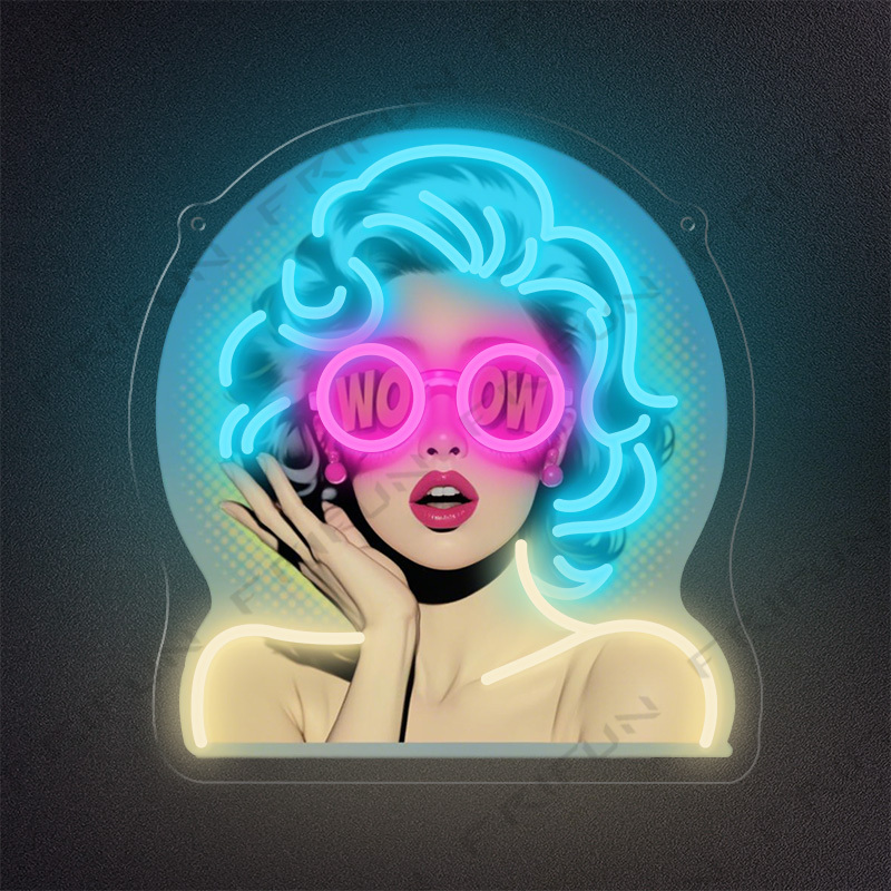 Outdoor Lighting Decor Wow - WOW Curl Girl Neon-Schild UV-Bedruckte Wandkunst