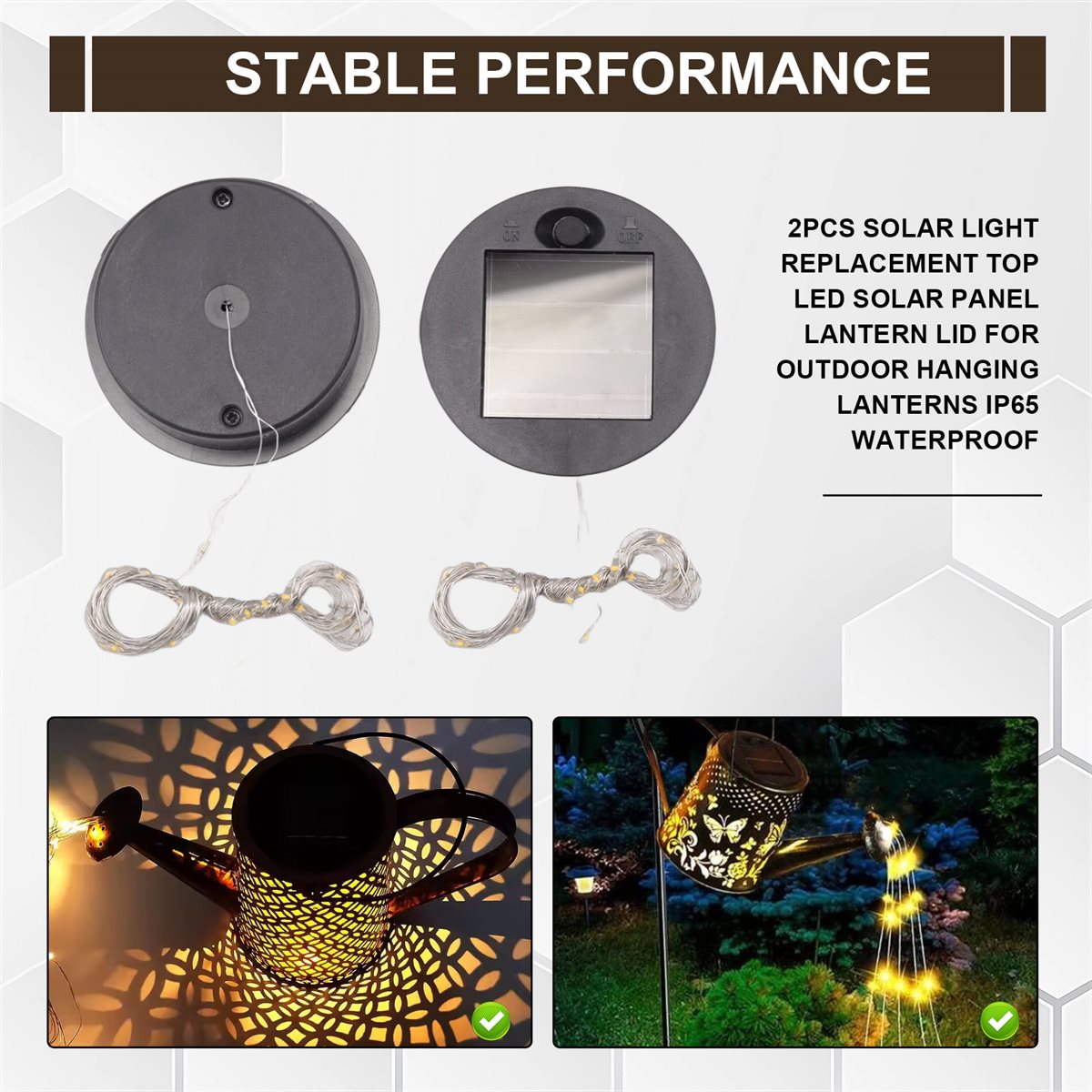 Outdoor Lighting Solar Panel - (ABAB) 2 Stück Solar-Licht-Ersatzdeckel, LED-Solarpanel-Laternendeckel für