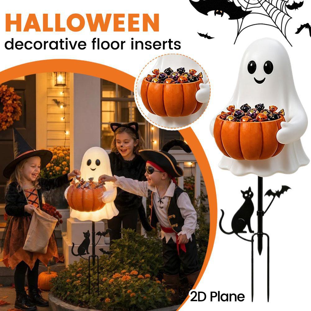 Outdoor Lighting Yard Stakes - 2026 Halloween Geister-Kürbis-Bonbonhalter mit Licht für