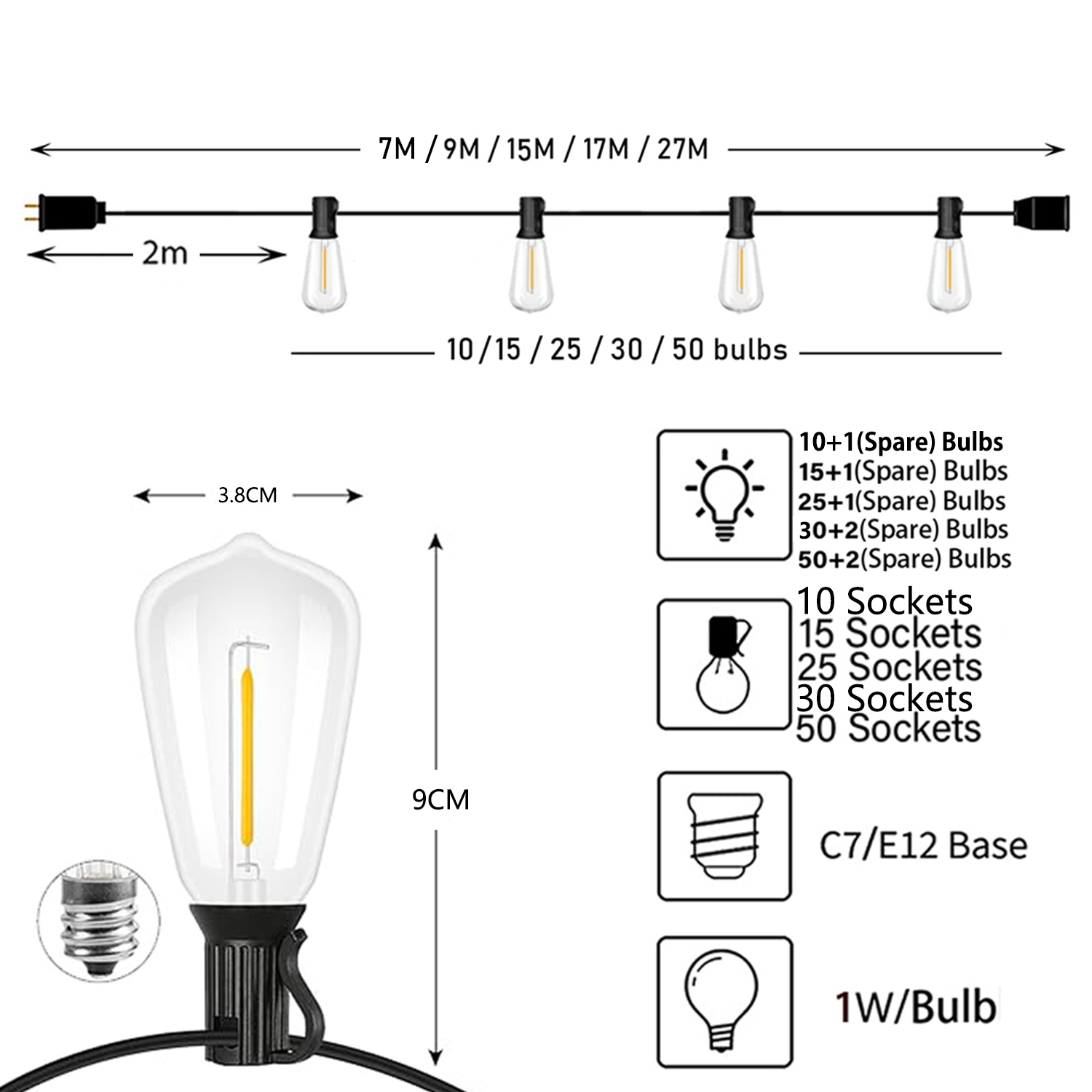 ST38 Girlande 220V LED Globe S – Outdoor Lighting Sconce Bewertung und Preis