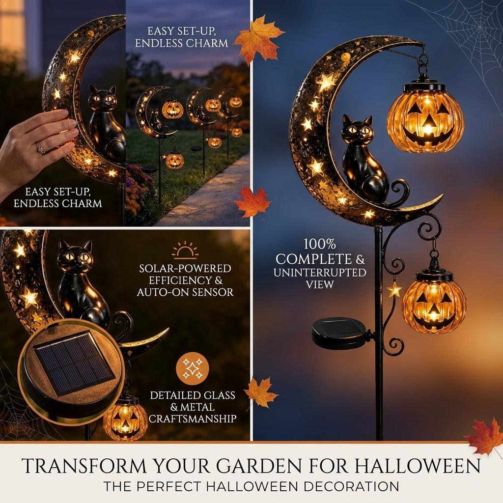 Halloween Schwarze Katze Mond  – Outdoor Lighting Yard Stakes Bewertung und Preis