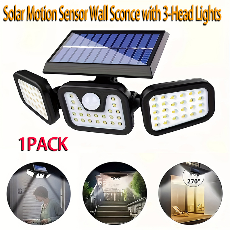 74LED Solarleuchte mit 3 Köpfe – Outdoor Lighting Front Yard Bewertung und Preis